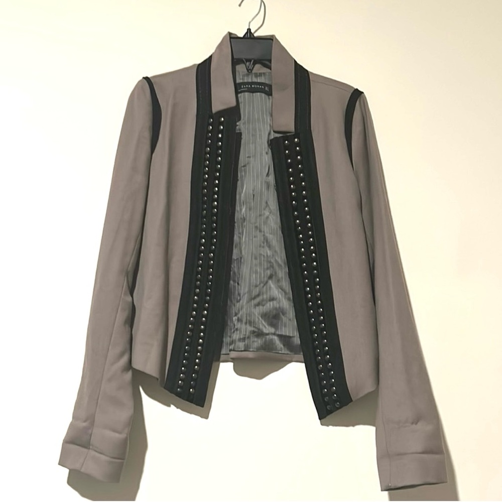 Zara Woman Women's Size M Gray Studded Jacket